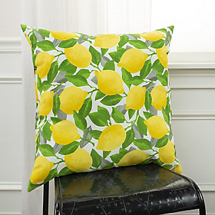 Rizzy Home Outdoor Lemon Throw Pillow, Green, rollover