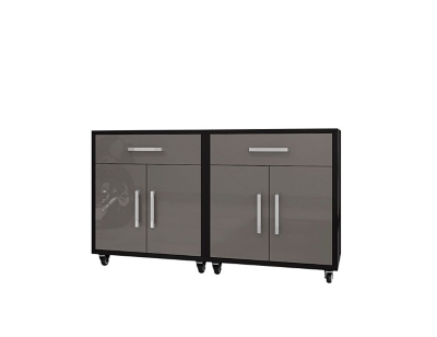 Eiffel Mobile Garage Cabinet (Set of 2), Black/Gray, large