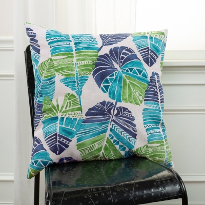 Rizzy Home Outdoor Tropical Throw Pillow, Teal, rollover