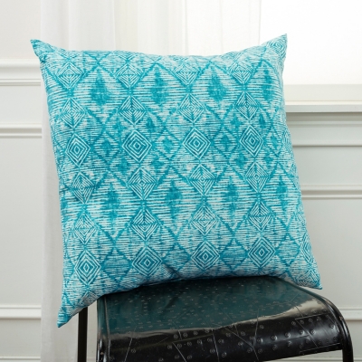 Rizzy Home Outdoor Geometric Throw Pillow, Light Teal, rollover