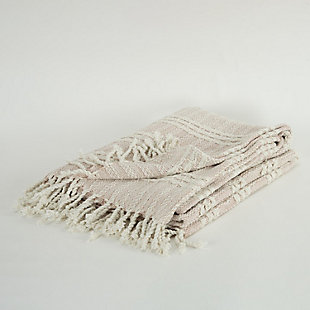 This handcrafted light weight throw is perfect for a spring evening wrap. It appears heathered because of the hand loomed technique and shows both horizontal and vertical patterning stripes. The weave is tight and secure. The self warp hand tied tassel fringe is approximately 2 1/2 inches long. The selvage edges are hemmed.hand loomed cotton | artisinally hand crafted | warp hand tied tassel fringe | light texture | light weight | 100% Cotton