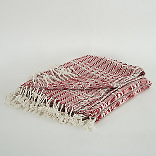This handcrafted light weight throw is perfect for a spring evening wrap. It appears heathered because of the hand loomed technique and shows both horizontal and vertical patterning stripes. The weave is tight and secure. The self warp hand tied tassel fringe is approximately 2 1/2 inches long. The selvage edges are hemmed.hand loomed cotton | artisinally hand crafted | warp hand tied tassel fringe | light texture | light weight | 100% Cotton