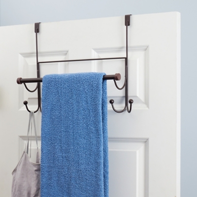 Home Basics Home Basics Over the Door Hook with Towel Bar, Oil-Rubbed Bronze, , rollover