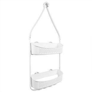 Home Basics Home Basics 2 Tier Perforated Plastic Shower Caddy with Suction Cups, White, , large