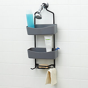 Home Basics Home Basics 2 Tier Shower Caddy with Plastic Shelves, Gray, , rollover