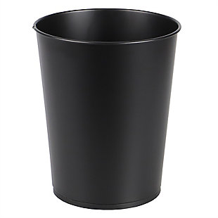 Keep your trash under control and your space in style with this open top waste bin. The bin is short in stature allowing you to easily store in a variety of places where space is limited.   The round shape is perfect for setting under desk, next to your toilet, or in the corner of the bathroom. It holds up to 8 liters, making it great for light recycling and trash.  An open top let you see how much is left, while the lightweight design makes it easy to empty the bin when it’s filled to capacity. Item dimensions may different slightly due to the unique nature of the product. Color and finish may also differ from the images shown due to differences in monitor displays. Props and accessories are not included.Open top for easy trash disposal | Non-skid base keeps it in place | Doubles as storage bin for corralling toys, crafts, and supplies | Made from sturdy steel | Size: 9.5" x 9.5" x 10.25", Item Weight: 1.2 lb