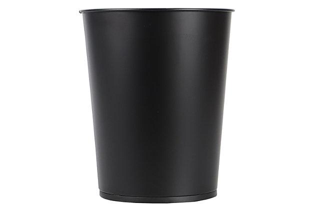 Keep your trash under control and your space in style with this open top waste bin. The bin is short in stature allowing you to easily store in a variety of places where space is limited.   The round shape is perfect for setting under desk, next to your toilet, or in the corner of the bathroom. It holds up to 8 liters, making it great for light recycling and trash.  An open top let you see how much is left, while the lightweight design makes it easy to empty the bin when it’s filled to capacity. Item dimensions may different slightly due to the unique nature of the product. Color and finish may also differ from the images shown due to differences in monitor displays. Props and accessories are not included.Open top for easy trash disposal | Non-skid base keeps it in place | Doubles as storage bin for corralling toys, crafts, and supplies | Made from sturdy steel | Size: 9.5" x 9.5" x 10.25", Item Weight: 1.2 lb