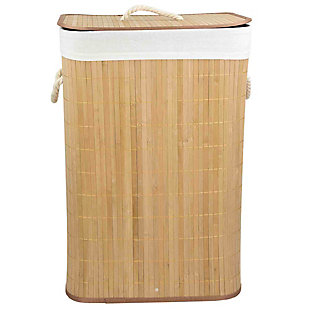 Home Basics Rectangular Bamboo Hamper, Natural, large