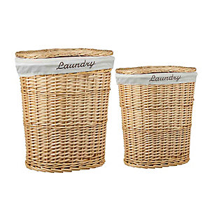 Home Basics 2 Piece Wicker Hamper with Removeable Liner, , rollover