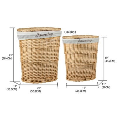 Home Basics 2 Piece Wicker Hamper with Removeable Liner | Ashley
