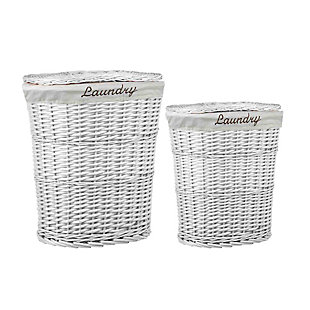 Home Basics 2 Piece Wicker Hamper with Liner, , large