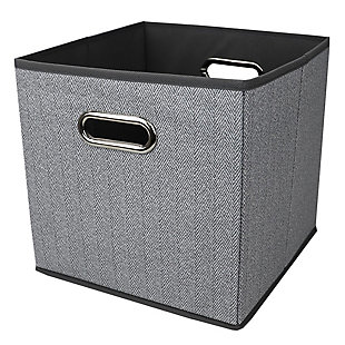 Home Basics Herringbone Collapsible and Foldable Non-woven Storage Cube, , large