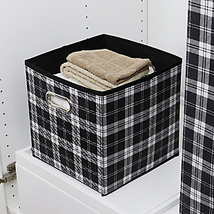 Home Basics Plaid Non-Woven Storage Bin with Grommet Handle, , rollover