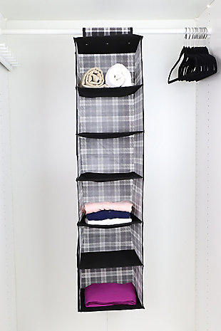 Home Basics Plaid 6 Shelf Non-Woven Hanging Shelf Organizer, , rollover