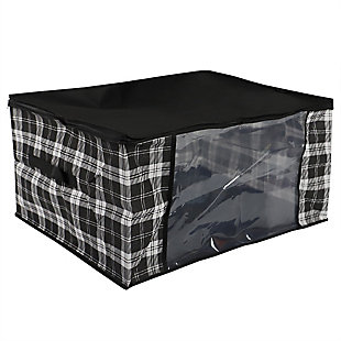 Home Basics Plaid Non-Woven Blanket Bag with See-through Window, , large