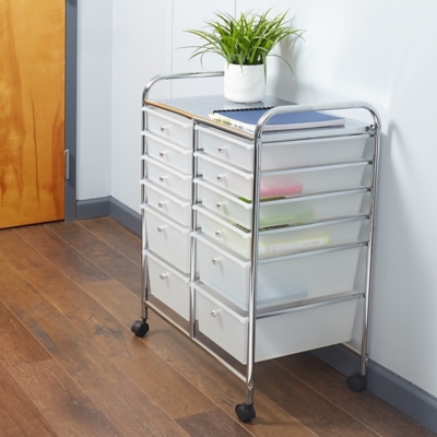 Home Basics 12-Drawer Storage Cart, White