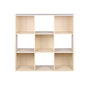 Home Basics Open and Enclosed 9 Cube Storage Organizer, Oak, rollover