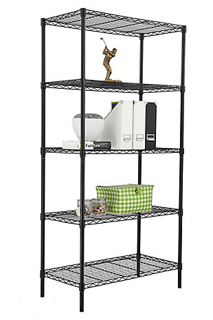 Home Basics 5 Tier Steel Wire Shelf Rack, Black, large