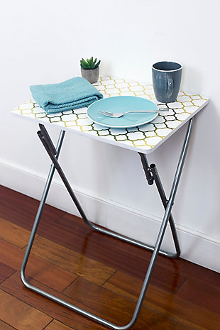 Home Basics Metallic Multi-Purpose Foldable Table, Gold, rollover