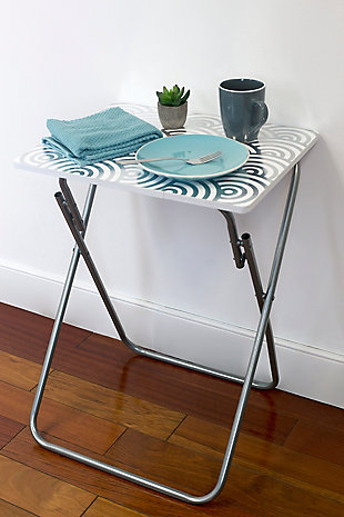 Home Basics Metallic Multi-Purpose Foldable Table, Silver, rollover