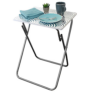 Home Basics Metallic Multi-Purpose Foldable Table, Silver, large