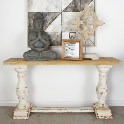 A600052736 Bayberry Lane Distressed Console Table, White sku A600052736