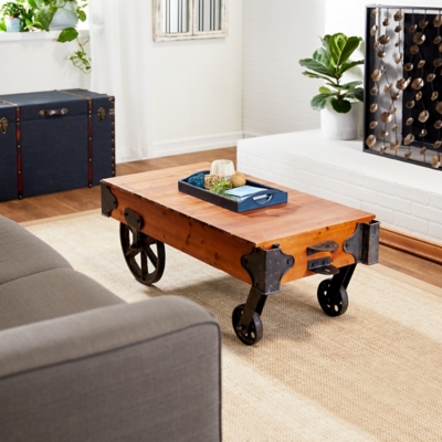 Bayberry Lane Cart Coffee Table, Brown
