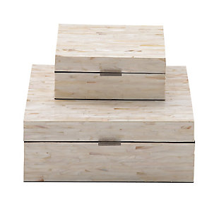 Bayberry Lane White Mother of Pearl Coastal Box (Set of 2), , large