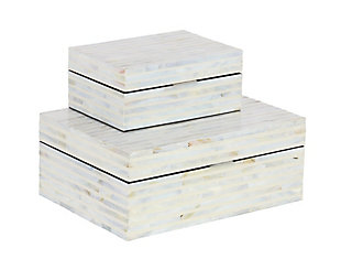 Bayberry Lane White Shell Coastal Box (Set of 2), , large