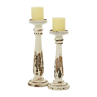 Bayberry Lane Brown Wood Traditional Candle Holder (Set of 2), , large