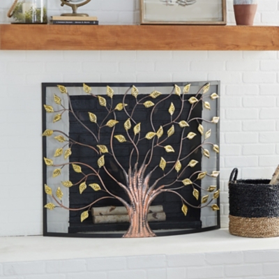 Bayberry Lane Green Metal Fireplace Screen