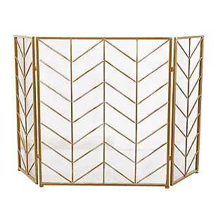 Bayberry Lane Brass Metal Contemporary Fireplace Screen, , large