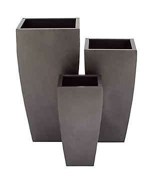 Bayberry Lane Gray Metal Contemporary Planter (Set of 3), , large
