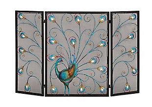 Bayberry Lane Black Metal Eclectic Fireplace Screen, , large