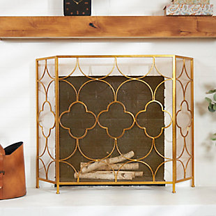 Bayberry Lane Gold Metal Contemporary Fireplace Screen, , rollover