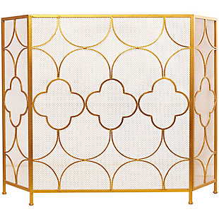 Bayberry Lane Gold Metal Contemporary Fireplace Screen, , large