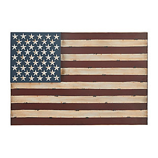Bayberry Lane Red Metal Farmhouse American Flag Wall Decor 38" x 2" x 26", , large