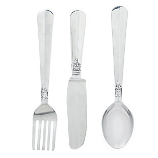 Bayberry Lane Silver Aluminum Traditional Kitchen Utensils Wall Decor Set of 3 8"W, 35"H, , large