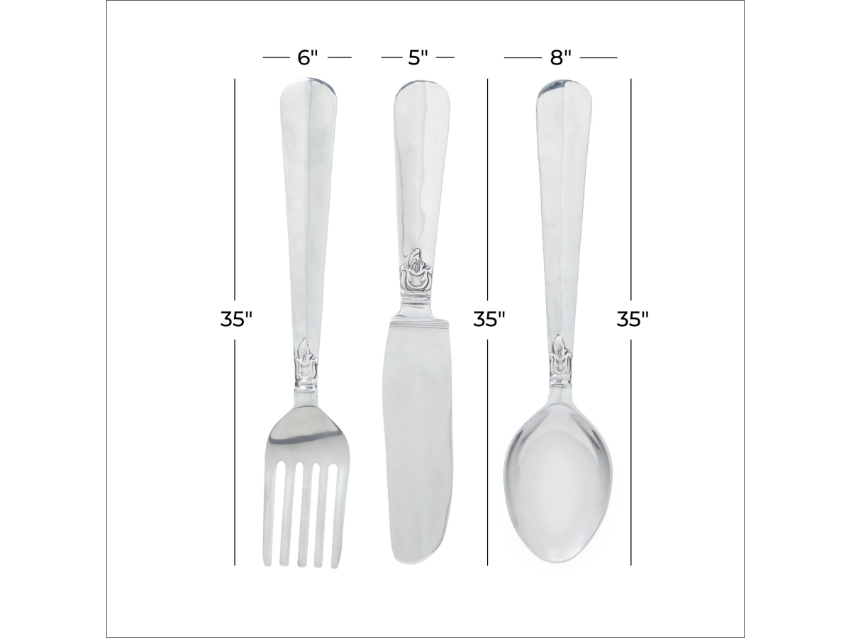 Bayberry Lane Silver Aluminum Traditional Kitchen Utensils Wall Decor Set  of 3 8