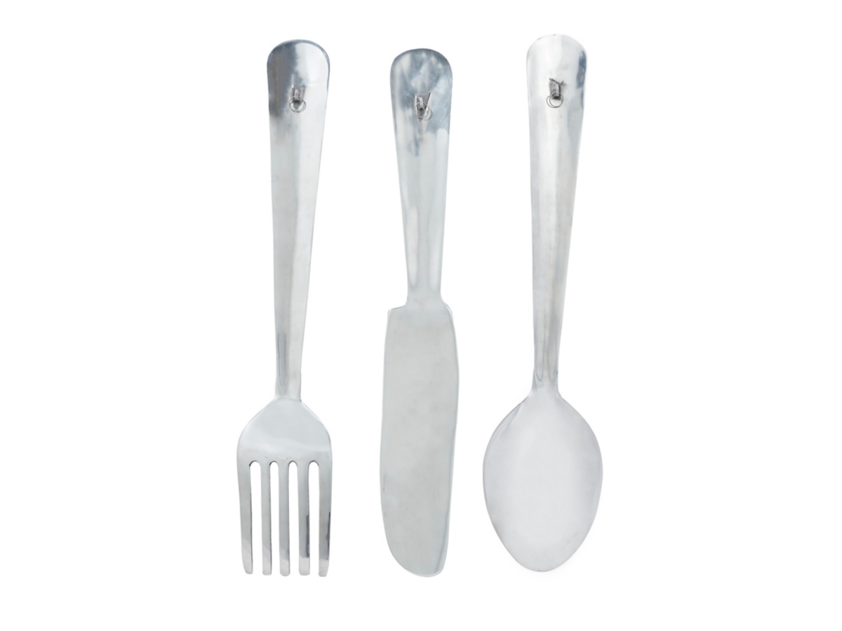 Bayberry Lane Silver Aluminum Traditional Kitchen Utensils Wall Decor Set  of 3 8