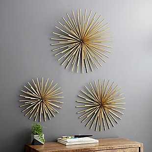 Bayberry Lane Set of 3 Gold Metal Contemporary Wall Decor, 16", 20", 24", , rollover