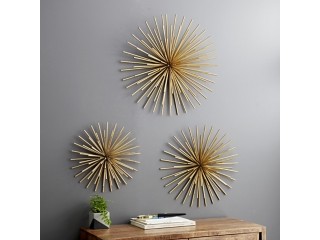 Bayberry Lane Set of 3 Gold Metal Contemporary Wall Decor, 16", 20", 24"