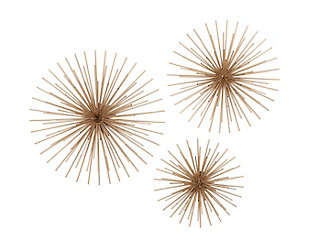 Bayberry Lane Set of 3 Gold Metal Contemporary Wall Decor, 16", 20", 24", , large
