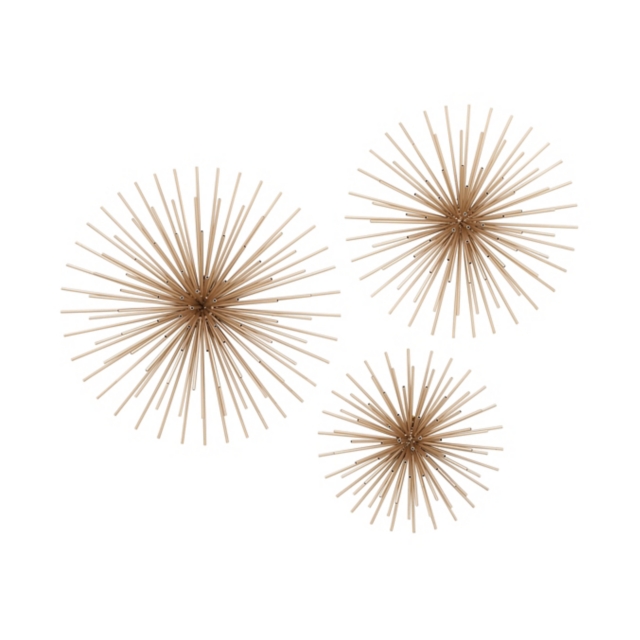 Bayberry Lane Set of 3 Gold Metal Contemporary Wall Decor, 16", 20", 24"