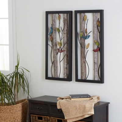 Bayberry Lane Black Metal Farmhouse Birds Wall Decor Set of 2 16"W, 36"H, , rollover