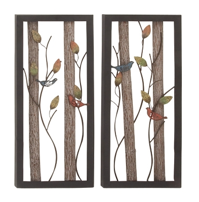 Bayberry Lane Black Metal Farmhouse Birds Wall Decor Set of 2 16"W, 36"H, , large