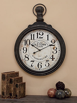 Bayberry Lane Brown Vintage Wood Wall Clock, 39 x 28, , rollover