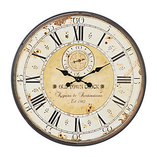 Bayberry Lane White Vintage Wood Wall Clock, 32 x 32, , large