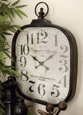 Bayberry Lane Black Metal Vintage Wall Clock 18" x 3" x 26", , rollover
