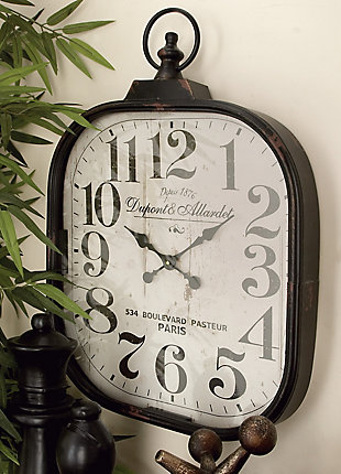 Bayberry Lane Black Vintage Metal Wall Clock, 26 x 18, , rollover